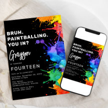 Paintballing verjaardagsfeestje uitnodiging