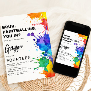 Paintballing verjaardagsfeestje uitnodiging