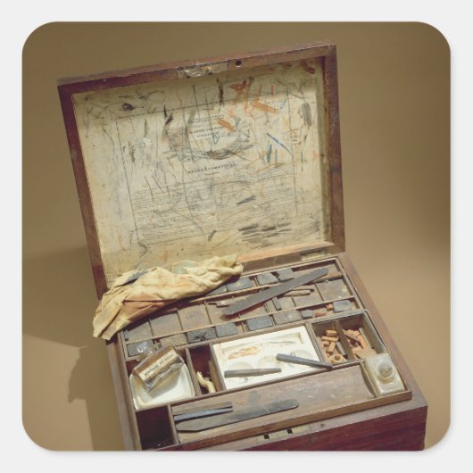 Paintbox van John James Audubon Vierkante Sticker (Voorkant)