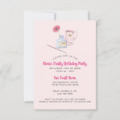 Paintbrush en Daisy Pink Gingham Party Kaart (Voorkant)