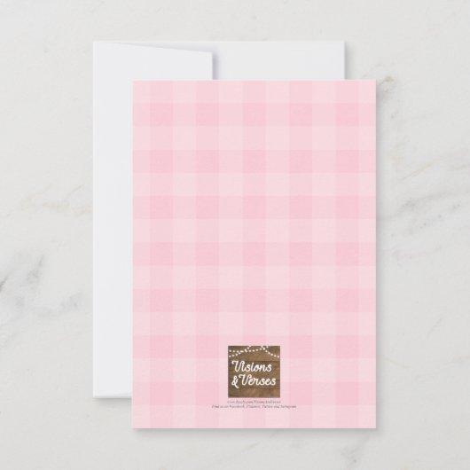 Paintbrush en Daisy Pink Gingham Party Kaart (Achterkant)