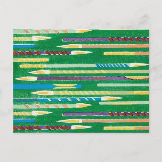 Paintbrush Japans houtsnede textiel Briefkaart (Voorkant)