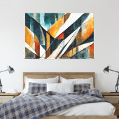 Painted abstract art earth tone canvas afdruk (Insitu (Slaapkamer))