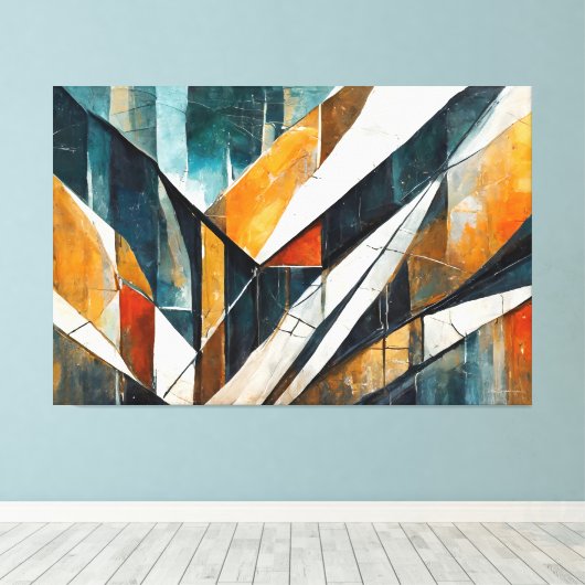 Painted abstract art earth tone canvas afdruk (Insitu (Houten vloer))