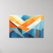 Painted abstract art in Blue orange Canvas Afdruk (Voorkant)