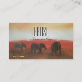 Painted Afbeelding Africa Animals Sunset Artiest Visitekaartje