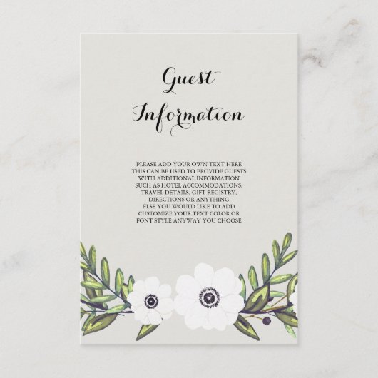 Painted Anemones - informatiekaart Informatiekaartje (Voorkant)