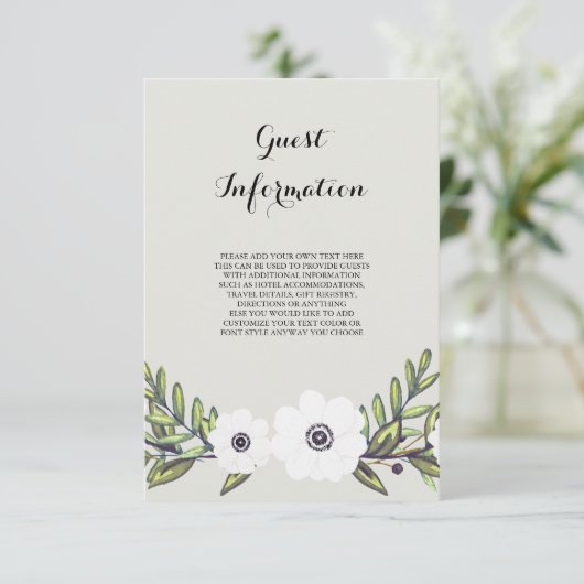 Painted Anemones - informatiekaart Informatiekaartje (Staand voorkant)