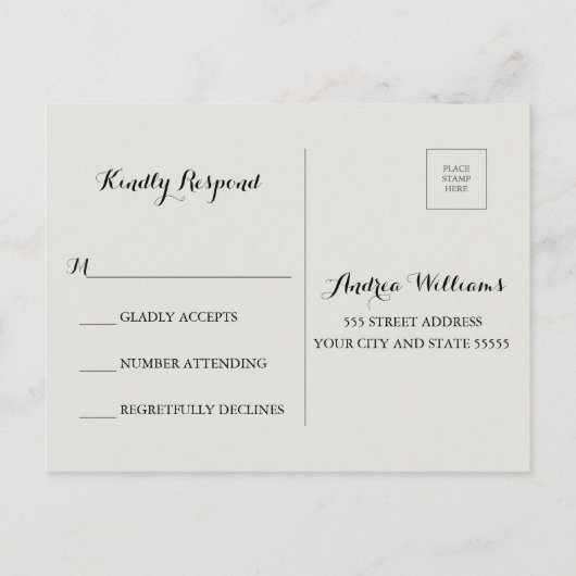 Painted Anemones RSVP Briefkaart (Achterkant)