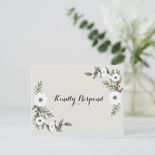 Painted Anemones RSVP Briefkaart (Staand voorkant)