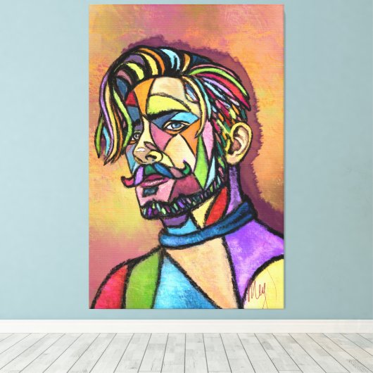 Painted Art Man Canvas Print (Insitu (Houten vloer))