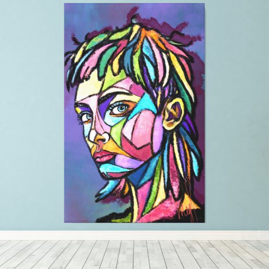 Painted Art Woman Canvas Print (Insitu (Houten vloer))
