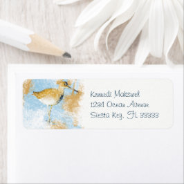 Painted Beach Coastal Willet Bird Etiket