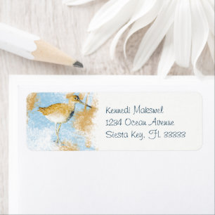 Painted Beach Coastal Willet Bird Etiket