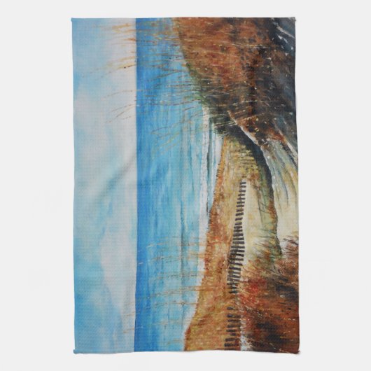 Painted Beach Sand Dunes Kitchen Towel Theedoek (Verticaal)