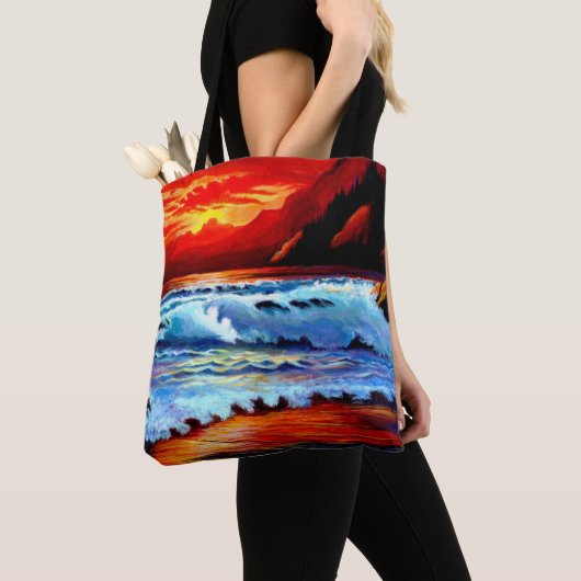 Painted Beach Sunset Canvas tas (Dichtbij)