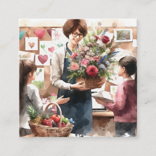 Painted Bedankt Tas Vierkante Visitekaartje (Voorkant)