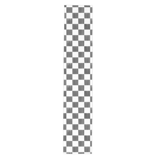 Painted Black and White Check Checkerboard Pattern Medium Tafelloper (Voorkant)
