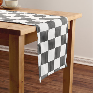 Painted Black and White Check Checkerboard Pattern Medium Tafelloper