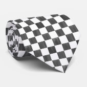 Painted Black and White Check Checkerboard Pattern Stropdas (Opgerold)