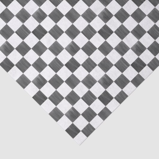 Painted Black and White Check Checkerboard Pattern Tissuepapier (Detail)