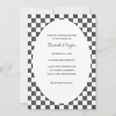 Painted Black and White Check Pattern Wedding Kaart (Voorkant)