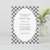 Painted Black and White Check Pattern Wedding Kaart (Staand voorkant)