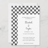 Painted Black and White Check Pattern Wedding Kaart (Voorkant)