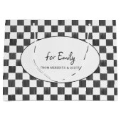 Painted Black Checkerboard Pattern Personalized Groot Cadeauzakje (Voorkant)