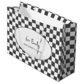 Painted Black Checkerboard Pattern Personalized Groot Cadeauzakje (Voorkant Gekanteld)