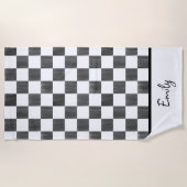 Painted Black Checkerboard Pattern Personalized Strandlaken (Voorkant)
