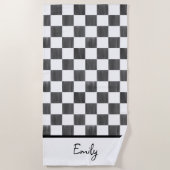 Painted Black Checkerboard Pattern Personalized Strandlaken (Voorkant)