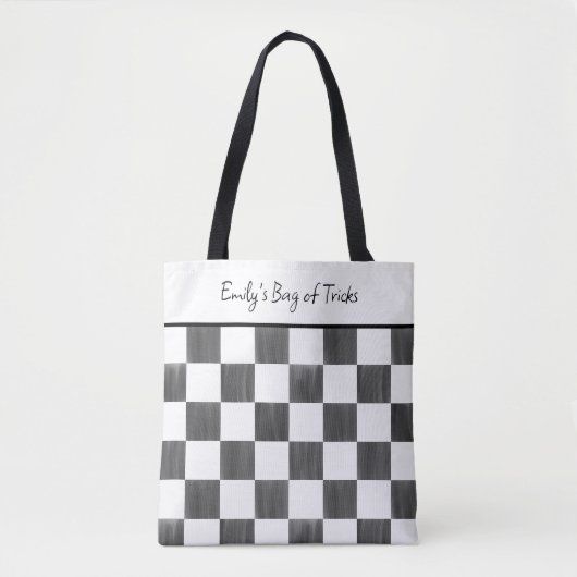 Painted Black Checkerboard Pattern Personalized Tote Bag (Voorkant)