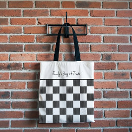 Painted Black Checkerboard Pattern Personalized Tote Bag