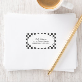 Painted Black Checkerboard Pattern Return Address Etiket