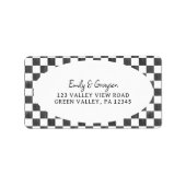 Painted Black Checkerboard Pattern Return Address Etiket (Voorkant)