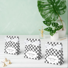Painted Black Checkerboard Pattern Wedding Bedankdoosjes