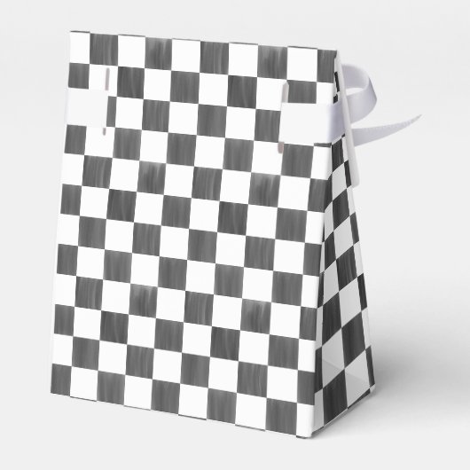 Painted Black Checkerboard Pattern Wedding Bedankdoosjes (Achterkant)
