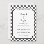 Painted Black Checkerboard Pattern Wedding Kaart (Voorkant)