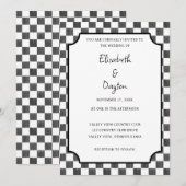 Painted Black Checkerboard Pattern Wedding Kaart (Voorkant / Achterkant)