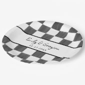 Painted Black Checkerboard Pattern Wedding Papieren Bordje (Gekanteld)