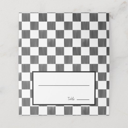 Painted Black Checkerboard Pattern Wedding Plaatskaartje (Buitenkant ongevouwen)