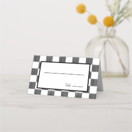Painted Black Checkerboard Pattern Wedding Plaatskaartje