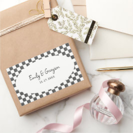 Painted Black Checkerboard Pattern Wedding Rechthoekige Sticker