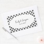 Painted Black Checkerboard Pattern Wedding Rechthoekige Sticker (Envelop)