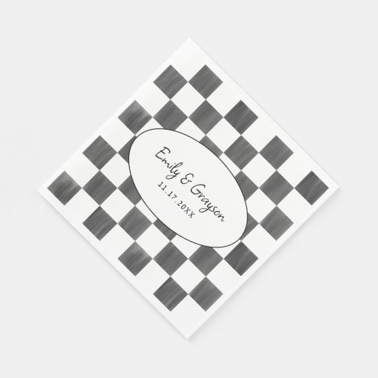 Painted Black Checkerboard Pattern Wedding Servet (Hoek)