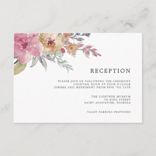 Painted Blooms Receptie Kaart (Voorkant)