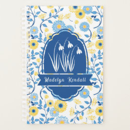Painted Blue & Yellow Custom Monogram Name Planner