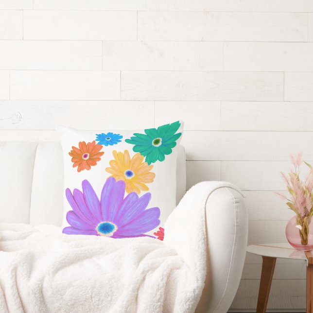 Painted Bold Blooming Flower Design Kussen (Bank)