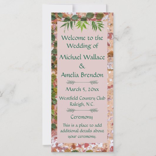 Painted Bricks Green Ivy Wedding Program (Voorkant)